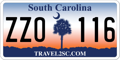 SC license plate ZZO116
