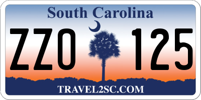 SC license plate ZZO125