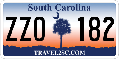 SC license plate ZZO182
