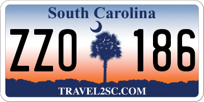SC license plate ZZO186