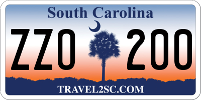SC license plate ZZO200