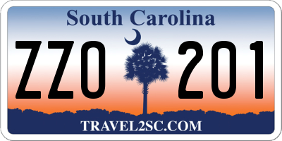 SC license plate ZZO201