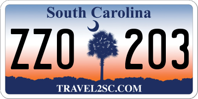 SC license plate ZZO203