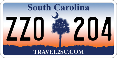 SC license plate ZZO204