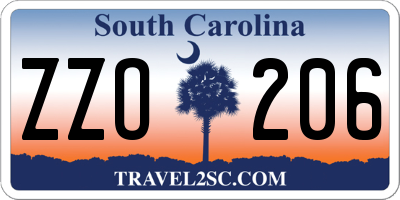 SC license plate ZZO206