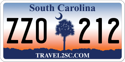 SC license plate ZZO212