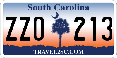 SC license plate ZZO213