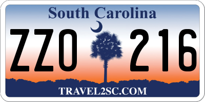 SC license plate ZZO216