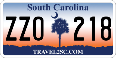 SC license plate ZZO218