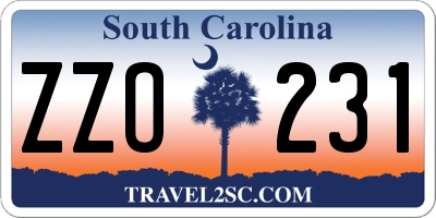 SC license plate ZZO231