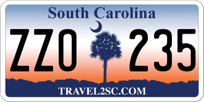 SC license plate ZZO235