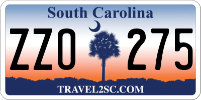 SC license plate ZZO275