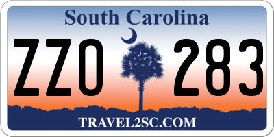 SC license plate ZZO283