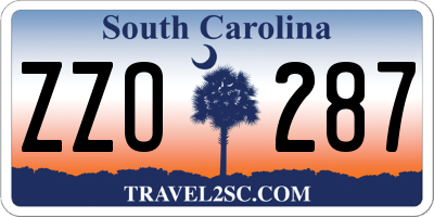 SC license plate ZZO287