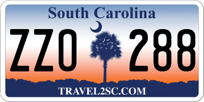 SC license plate ZZO288