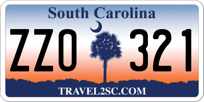 SC license plate ZZO321