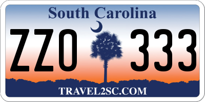 SC license plate ZZO333