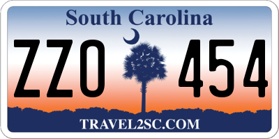 SC license plate ZZO454
