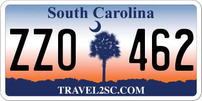 SC license plate ZZO462