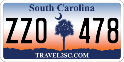 SC license plate ZZO478