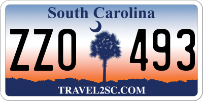 SC license plate ZZO493