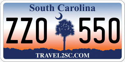 SC license plate ZZO550
