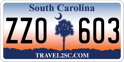 SC license plate ZZO603