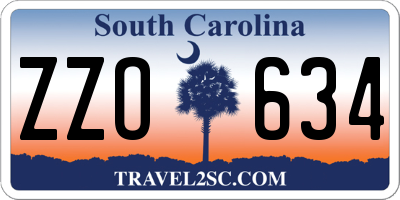 SC license plate ZZO634