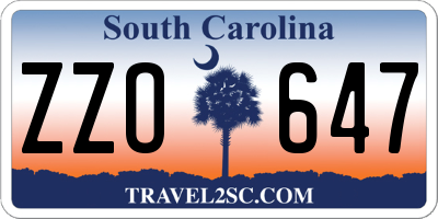 SC license plate ZZO647