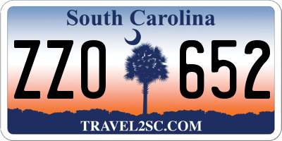 SC license plate ZZO652