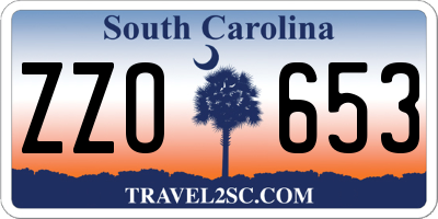 SC license plate ZZO653