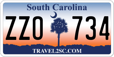 SC license plate ZZO734