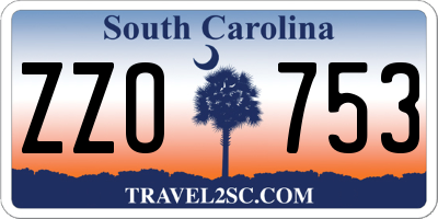 SC license plate ZZO753