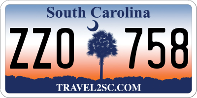 SC license plate ZZO758