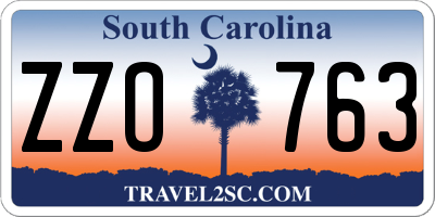 SC license plate ZZO763