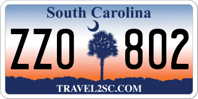 SC license plate ZZO802