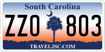 SC license plate ZZO803
