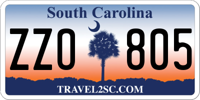 SC license plate ZZO805