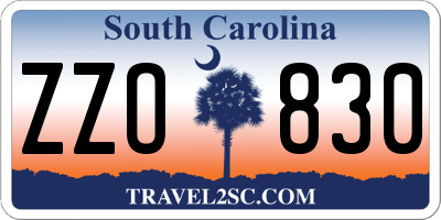 SC license plate ZZO830