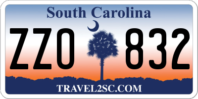 SC license plate ZZO832