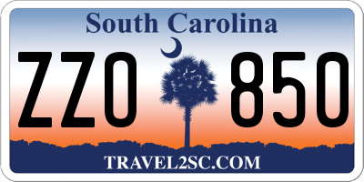 SC license plate ZZO850