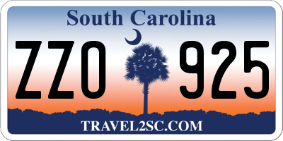 SC license plate ZZO925