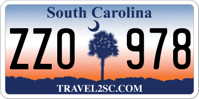 SC license plate ZZO978