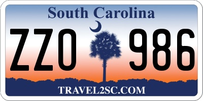 SC license plate ZZO986