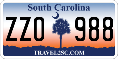 SC license plate ZZO988