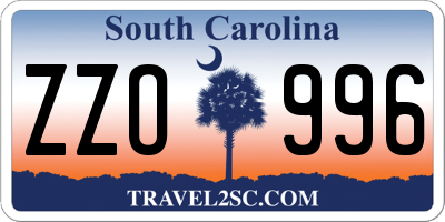 SC license plate ZZO996