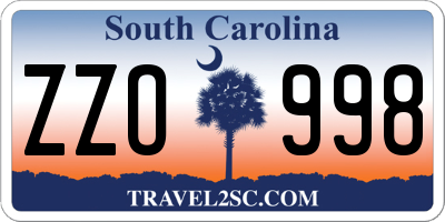 SC license plate ZZO998
