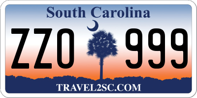 SC license plate ZZO999
