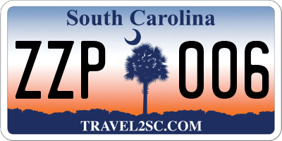 SC license plate ZZP006