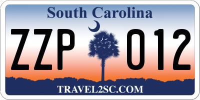 SC license plate ZZP012